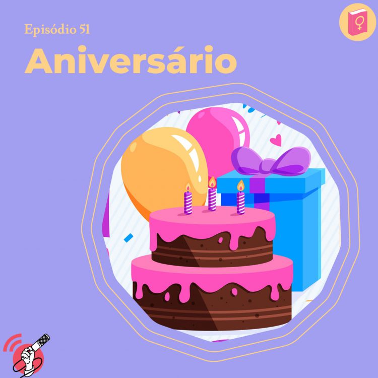 Ilustração de um bolo e um presente de aniversário