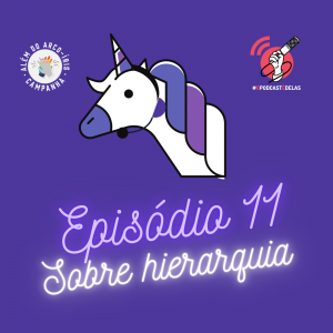 Contra um fundo roxo, o desenho de um unicórnio branco com crina lilás, usando um headset preto. Abaixo, o titulo do episódio.