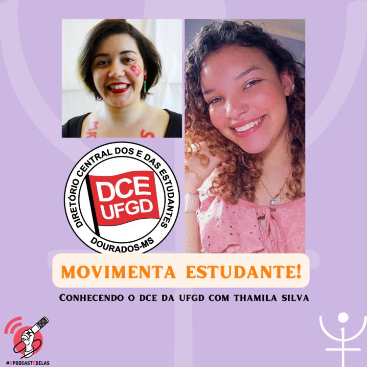foto da logo do DCE UFGD, foto da Antoniele Bezerra e foto da Thamila da Silva
